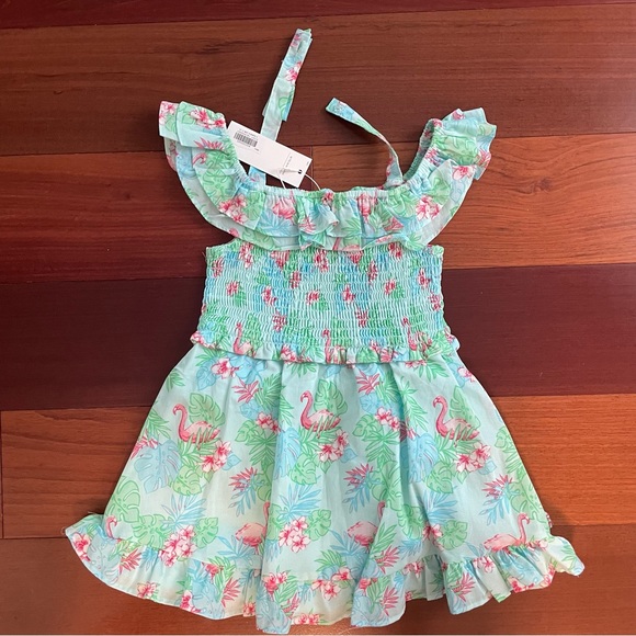 Janie and Jack • Tropical Leaf Flamingo Print Dress with bloomers • 18 to 24 M - Picture 7 of 7